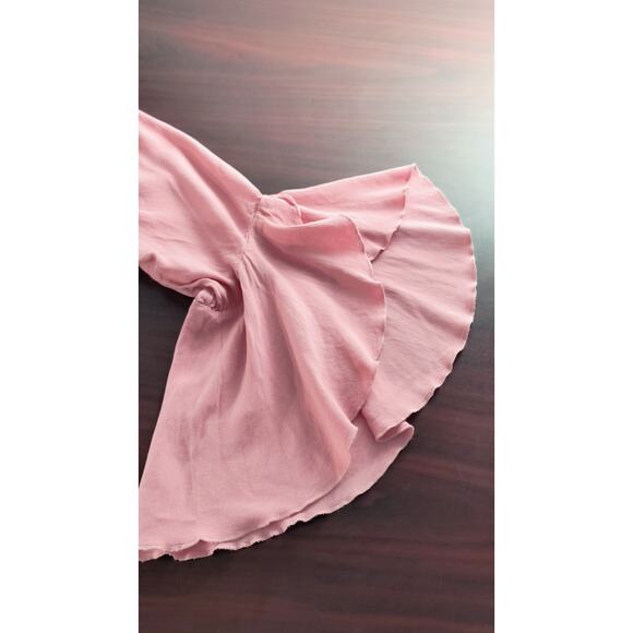 Cupio Boho Tunic Top Women's Size M Pink  3/4 Bell Sleeve Scalloped Lace Trim - Picture 5 of 13